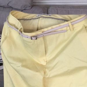 Canary yellow suit pants.